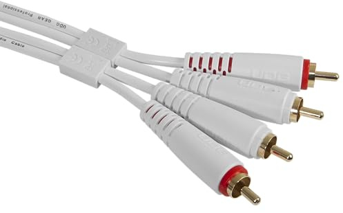 UDG Set di cavi audio RCA – RCA bianco dritto, 1,5 m, compatibile con tutti i dispositivi jack a jack