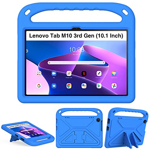 XunyLyee Case Kids for Lenovo Tab M10 3rd Gen (10.1 Inch) TB-328F/ TB-328X Shockproof Handle Light Weight Stand Cover, Blue