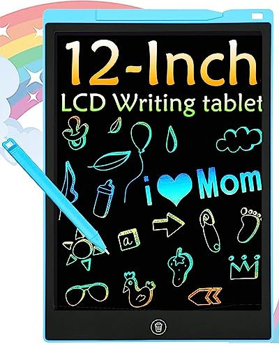 Bunte LCD Schreibtafel 12 Zoll, Electight Zeichentafel mit Sperr-& Löschfunktion, Augenschutz-Kritzelblock, Spielzeug & Geschenke für Kinder & Erwachsene zu Hause, Schule