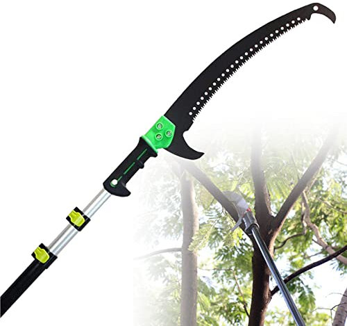 CHUNTIANMEI Teleskop Astsäge Set Mit Gebogener Profi Baumsäge Mit Haken Ausziehbares Gartenwerkzeug Professionelle Teleskop stabsäge,Ideal Als Hochentaste,7.2M/24FT
