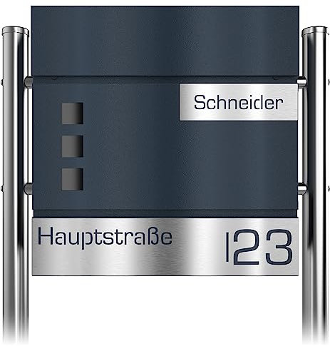Graviers Design Cassetta delle lettere in antracite RAL 7016 con piedistallo autoportante – finestra cassetta postale personalizzata in acciaio inox taglio laser incisione con serratura scomparto per