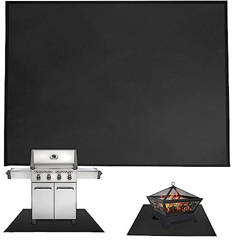 100×152CM Feuerfeste Unterlage Grillmatte Für Gasgrill Extra Große Outdoor BBQ Matte Für Gasgrill Holzkohlegrill Faltbare Grillunterlage Bodenschutz Hitzebeständige Grillteppich Für Feuerschale