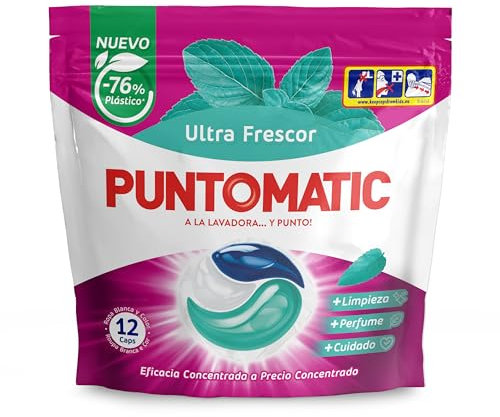 PUNTOMATIC | Tricamera Frescor Capsules | Washing Detergent for White and Colour Clothes | Stain Remover | 12 Washes