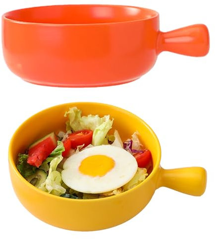 XineYuor Ciotole da Zuppa con Manici,2PCS Scodelle per Cereali e Zuppa,Ciotole Per Insalata,Insalatiera,Ciotole da Cottura Pirottini per Soufflé Microonde Lavastoviglie Possibile (B)