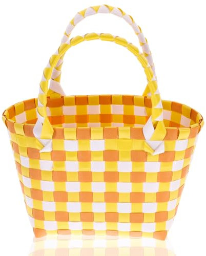 ABOOFAN Woven Hand Basket Market Basket Grocery Tote Bag Arrangement Holder for Picnic Farmers Market Hand Woven Purse Shopping Canasta Rattan Fruit