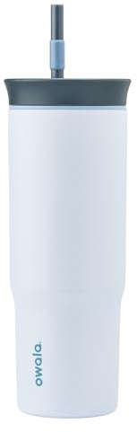 Owala Stainless Steel Triple Layer Insulated Travel Tumbler with Spill Resistant Lid and Straw, BPA Free, 24 oz, Grey/Blue (The Great Blue)
