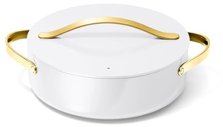 Caraway Rondeau - 6 Qt Non-Stick Pan with Lid - Free From Forever Chemicals - Perfect for Searing, Braising, & Roasting - White