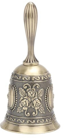 UPQRSG Handglocke, Zinklegierung, Rosenmuster, Rufglocke, Antikes Abendessen, Hotelrufe, Handglocke, Metallhandwerk, Handglocke, Heimdekoration, Super Laute Handglocke