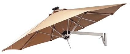TRGCJGH Sombrilla Parasol de Pared, Sombrillas Terraza para Jardín, Parasol Inclinable de Aluminio Toldo,Protección UV(250cm/8.2ft,Tan)