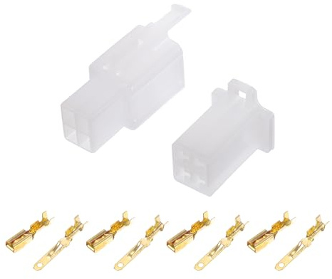 A ABSOPRO Kit Connettore Elettrico Per Auto 4 Pin Impermeabile Bianco | Bianco, Plastica + Rame, Camion, Barca, Moto, Roulotte, Tensione 14V Max, Corrente 1.5A-10A, 4Pz Maschio + 4Pz Femmina