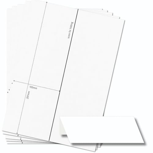 OfficeGear extra breite Klappkarten, 1-fach [25 Blatt – 25 Stück] – 105 × 297 mm – Bedruckbare Tischaufsteller aus 190 g/m² Karton – für Hotels, Hochzeiten, Konferenzen, Events – inkl. Designvorlage