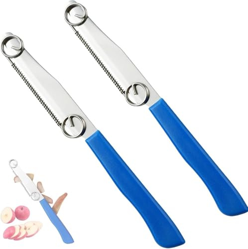 Quick Slicing Knife, 2 Stück Schnellschneidemesser, Multifunktions-Obstmesser Mit Verstellbarer Feder, Kartoffelschäler Aus Edelstahl, 2-In-1 Gemüse Schäler Und Schneider, Küche Dienstprogramme