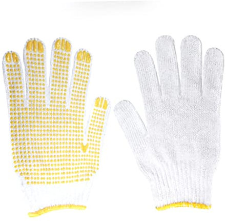 Hoement 12paare Baumwoll Handschuhe Weiß Und Gelb Arbeitsschutzhandschuhe Robust Und Ölbeständig Für Bauwesen Und Mechanische Instandhaltung