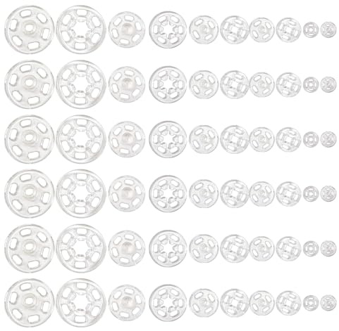 Verazquy 100 Pairs Clear Plastic Snap Fasteners, Invisible Sew-on Button Press Studs Poppers Kit for DIY Crafts Sewing Clothes Shirt Purse Handbag