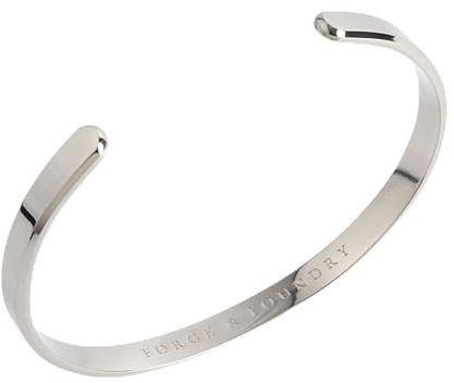 Forge & Foundry Men's Minimalist Titanium Cuff Bracelet | Versitile Unisize Waterproof | Design-Led Artisan Jewelry, from London (Highly Polished Titanium) | Ravick