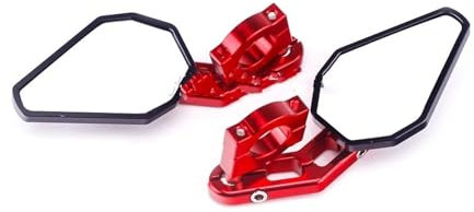 Lenkerspiegel Motorrad Universal 7/8 8MM 10MM Lenkerendenspiegel Seitenspiegel CNC Aluminium Motorrad Rot Kleine Verstellbare Rückspiegel Motorrad Seitenspiegel(Rot)