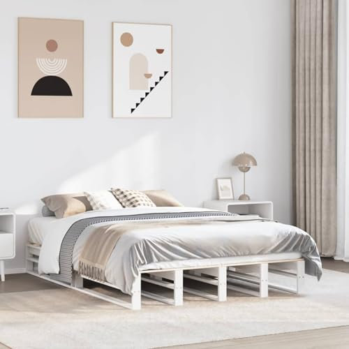 Buzaza Massivholzbett ohne Matratze Weiß 140x190 cm Holz Bett Massivholzbett Bed Frame Bettgestell Bett Holz Kiefernholz - 850870