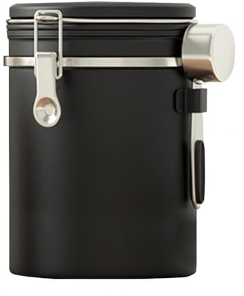 Qaautor Récipient Hermétique de Boîte à Café d'acier Inoxydable de 1800ML avec Le Traqueur de Date Cuillère à Mesurer Serrure de Fraîcheur Cuisine E