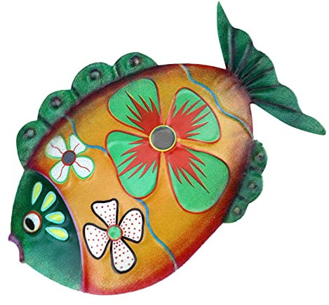 Amosfun Dekorative Fisch-wandkunst Aus Metall Handgefertigt Wanddekoration Fisch-wanddekoration Wandkunst Heimdekoration Eisen Tropischer Ornament