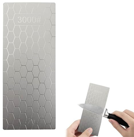 Piedra Afilar Cuchillos, Afilador Cuchillos, Piedra Afilar Diamante, 3000 Grano, Base Antideslizante, Superficie Panal, para Utensilios Cocina Uso al Aire Libre