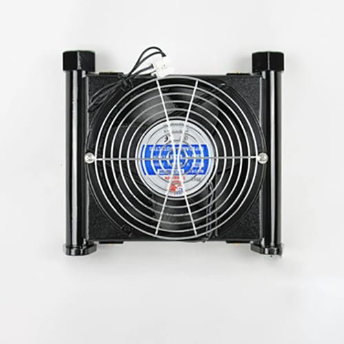 LeTkingok AJ0510T-CA Radiatore Aria Idraulico, Flusso Piccolo Radiatore Raffreddamento Olio Scambiatore di Calore Radiatore Olio Radiatore 3Mpa 10L/MIN Connettore PT1/2 (DC 12V)