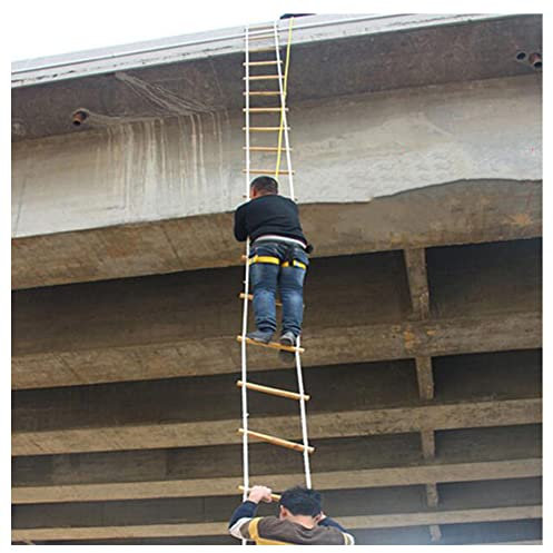 3Metereters Rope Ladder, Wood Outdoor High Altitude Ladder Emergency Tree Climbing Ladder, Non-Slip Fire Fighting Escape Ladder