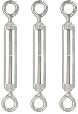 PATIKIL M5 Eye & Eye Turnbuckle, 3 Pcs 304 Stainless Steel Wire Rope Tension Adjustable Cable Railing Tensioner for Tightening Up Metal Cable Wire Shade Sail Hardware