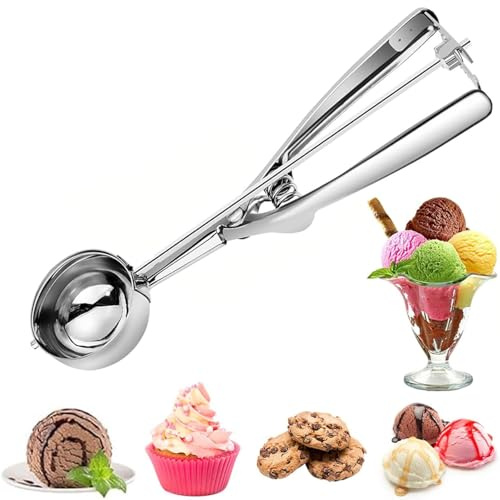 MITUMORMOR Eisportionierer Edelstahl 6 cm, Ice Cream Scoop, Eislöffel Portionierer mit Auslöser und Komfortablem Griff für Eiscreme, Fruchtfleisch, Fleischbällchen, Kuchen, Teig Backen Melonenkugel
