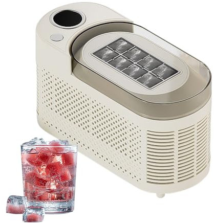 YUEWO Mini macchina ghiaccio portatile da banco montata su veicolo - Macchina Ghiaccio per casa, ufficio, campeggio, auto, Produzione rapida di ghiaccio, 8 cubi per lotto (Bianco)
