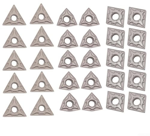 Inserti in carburo CNC, 30 pezzi indicizzabili in carburo di tornitura set CNMG432 WNMG432 TNMG332 lame da taglio per lavorazione di tornio CNC in acciaio inossidabile e ferro