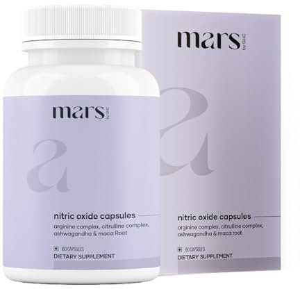 Mars Nitric Oxide Capsules – with L-Arginine, L-Citrulline & Adaptogenic Blend | Supports Energy, Circulation & Muscle Recovery | 60 Capsules - Pack of 1