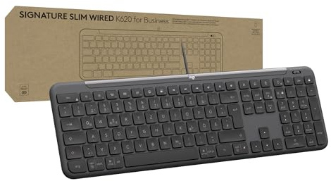 Logitech Signature Slim Wired K620 for Business | Tastatur in Standardgröße, Plug-and-Play USB-C, Notebook-ähnlich, Scissor-Switches, Windows/Mac/Chrome/PC, QWERTZ-Grafit