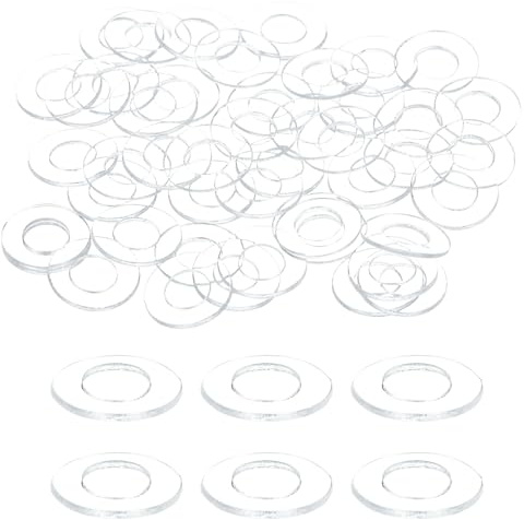 QUARKZMAN 150 Pcs M4 Rondelles PVC Transparente Rondelle Plate 4mm ID 8mm OD 0.5mm Épais Entretoises Plates Rondes pour Vis, Boulons, Poignée de Porte de Douche en Verre, Salle de Bain