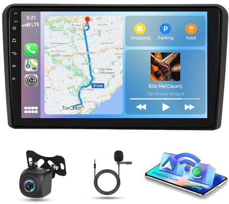 2G+64G Android 13 Car Stereo for Audi A3 S3 RS3 8P 2003-2012 Double Din 9 Inch Car Radio with Wireless Carplay Android Auto Touchscreen FM/RDS Bluetooth GPS WiFi SWC Backup Camera