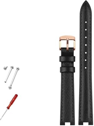 NBCNZCTSAS Bracelet de montre en cuir for femmes, 14x5mm, 16x10mm, 12x5mm, adapté for Gucci GC YA141401 YA141505, Bracelet de montre cranté, chaîne de montre(Blak rose Gold,14x4mm)