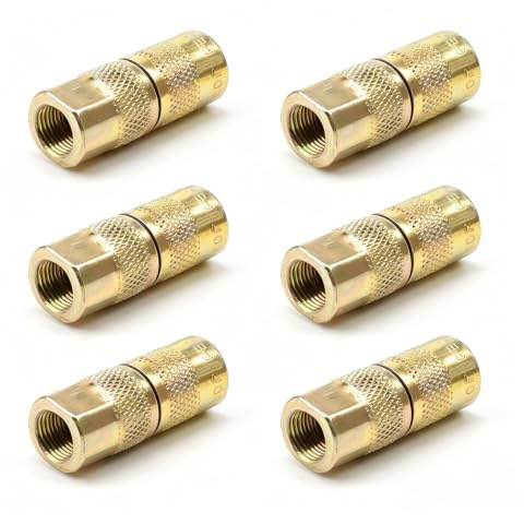 SHENGYIG 6 Stück Fettpressenrohr Adapter | Flachdüse & Mundstück für Hydraulik, Verzinkt & Rostbeständig, Verschleißfestes Fettpresse Zubehör,Kompatibel mit Fettpressen