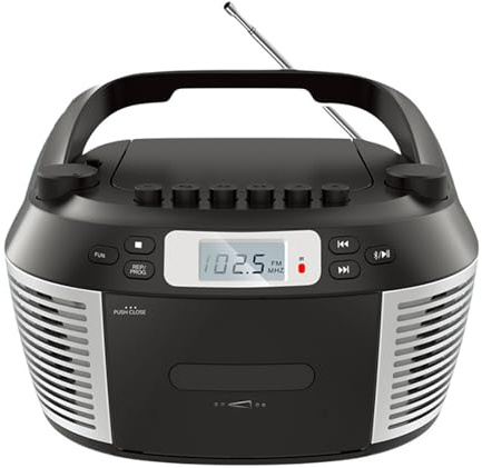 Enregistreur de Bande RéTro,Lecteur CD Boombox Classique RéTro AnnéEs 80,Boombox de Cassette AM/FM,Lecture de Bande/USB/CD,Fonction D'Enregistrement de Soutien,pour Les Petits Spectacles,Parties