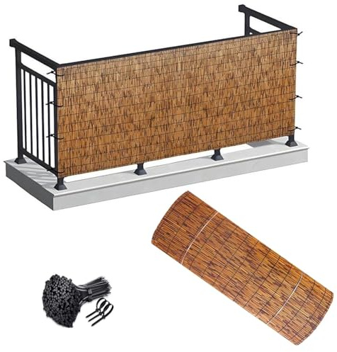 Natürliche Bambusrolle – Outdoor-Balkonzaun, Gartenbegrenzung, Tierbarriere, 61 cm - 183 cm Höhe, Optionen, 153 x 201 cm, Terrasse, Sichtschutzwand für Hof und Veranda.