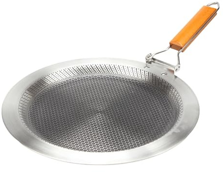 predolo Sartén para de Acero Inoxidable, Plancha para Asar en Interiores Y Exteriores con Mango Plegable, Parrilla para Barbacoa Redonda, Antiadherente, 34 Cm