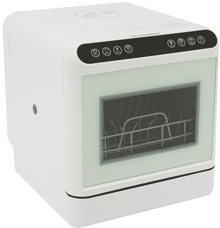 Lavavajillas compacto, lavavajillas mesa portátil, 4 modos de lavado, secado caliente, 72 horas, almacenamiento, para apartamento pequeño camping car estudio, gran depósito 6L, 41 x 46 x 46 cm