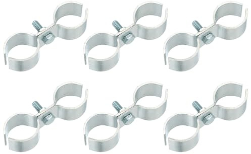 sourcing map 6pcs Chain Link Fence Panel Clamps, Dog Kennel Clamps for 1-1/8 (28mm) Round Pipe Frame, Galvanized Steel Fence Connector Temporary Dog Cage Hardware Parts with Bolts and Nuts