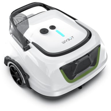 WYBOT A1/OS2010 Kabelloser Poolroboter, Poolroboter Akku 120 Min Laufzeit, Doppelsiebe, Reinigt Flache Aufstellpools Bis 100 M², Ideal für Poolroboter für Aufstellpool,Milchweißgrün