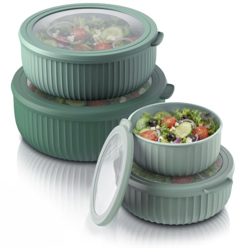 Arendo - Vorratsdosen Set mit Deckel – 4er Set - Salatschüssel Rührschüssel - Schüssel Set in verschiedenen Größen – lebensmittelecht – Spülmaschinen und Mikrowellen geeignet – 0,38 bis 2,4 Liter