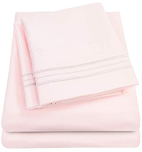 1500 Supreme Collection Extra Soft Full Sheets Set, Pale Pink - Luxury Bed Sheets Set With Deep Pocket Wrinkle Free Hypoallergenic Bedding, Over 40 Colors, Full Size, Pale Pink