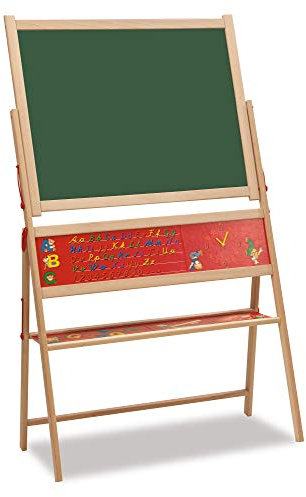 Eichhorn 100002579 - Magnet-Standtafel, 3 Jahre to 99 Jahre, 40x67x110cm inkl. 48 Magnetbuchstaben, 10 Kreiden und Schwamm, Buchenholz, Mehrfarbig
