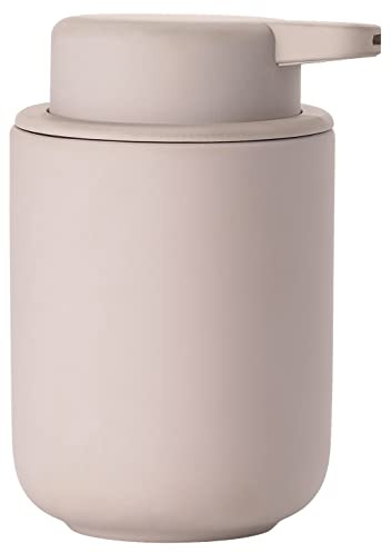 Zone Denmark Ume Seifenspender für Flüssigseife, Steingut/Keramik mit Soft Touch-Beschichtung, Skandinavisch im Design, 250 ml, Höhe 12,8 cm, Nude