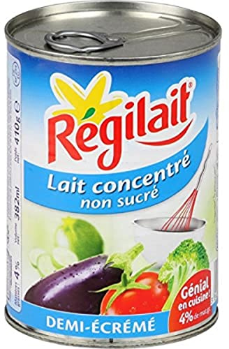 Regilait Concentrado de leche, media crema, sin azúcar, 4 % grasa – lata de 410 g