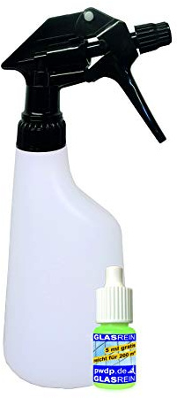 Putzen wie die Profis Überkopf-Sprühflasche mit verstellbarem Sprühkopf | 600 ml | schwarz | inkl. Gratisprobe Glasrein