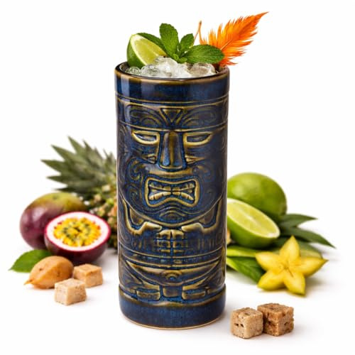 bar@drinkstuff Ceramic Zombie Tiki Mug 16oz (475ml) – Hawaiian Cocktail Mug for Tiki Drinks, Party Bar Glass