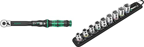 Wera Click Torque B 2 Adjustable Torque Wrench, 3/8 Square Drive, 20-100 Nm, 05075611001 & Belt B 4 Zyklop Socket Set, 3/8 Drive, 9pc, 05003973001